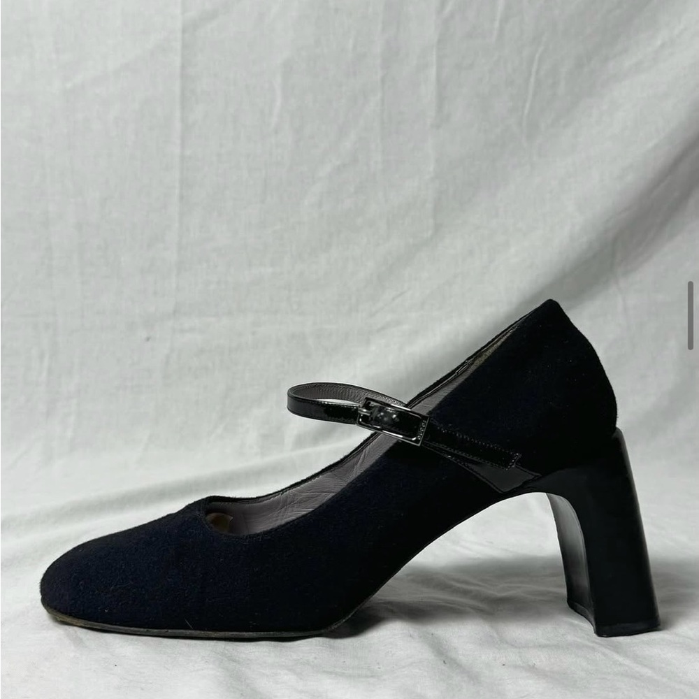 Vintage Gucci Black Wool Mary Jane Heels